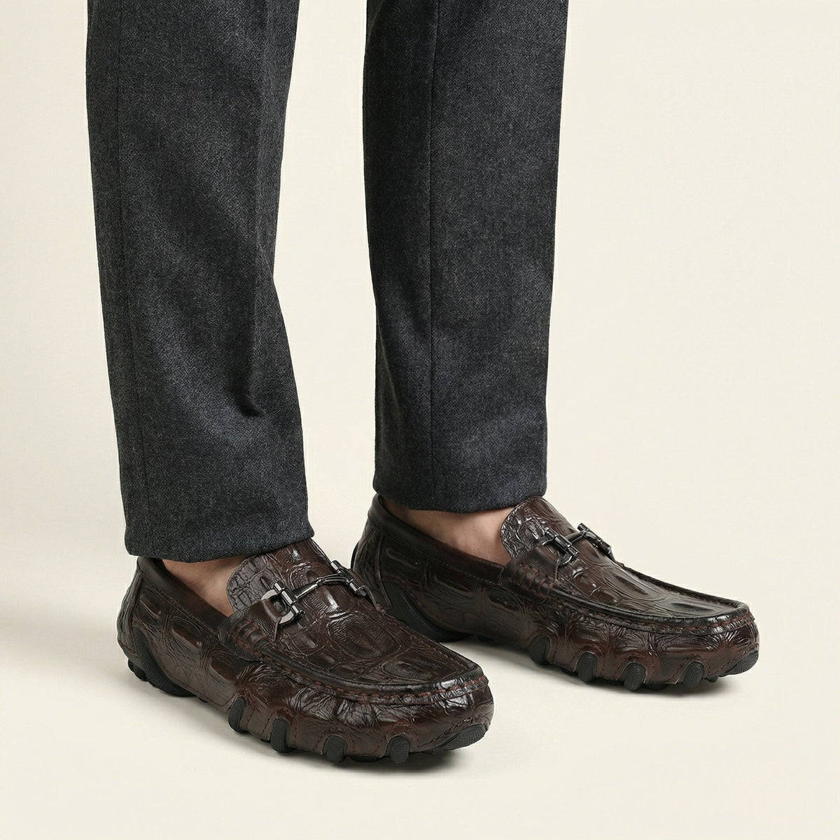 Embossed Leather Bit Driving Loafer