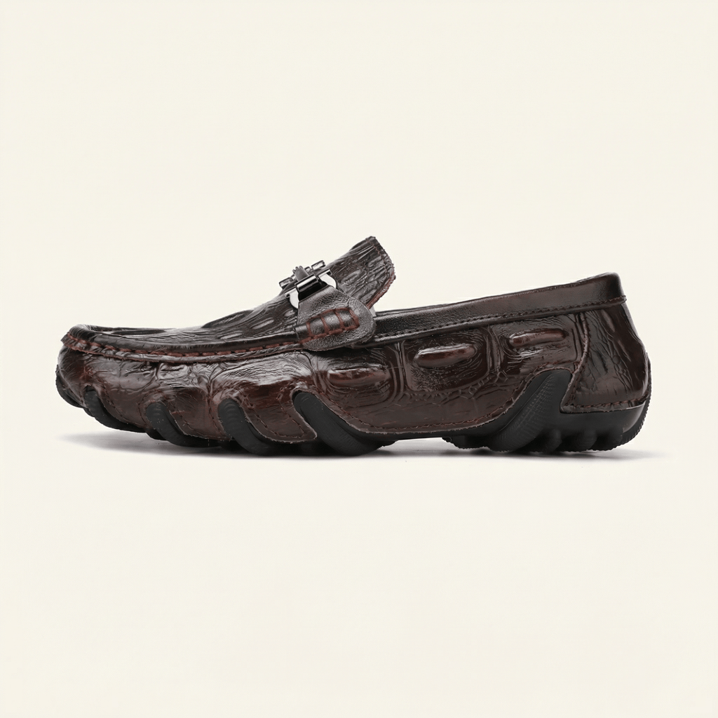 Embossed Leather Bit Driving Loafer