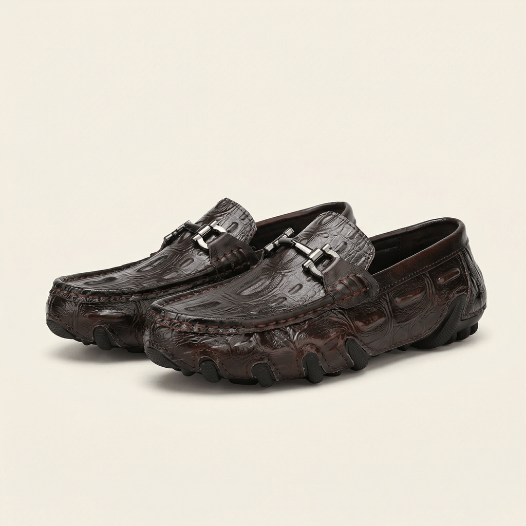 Embossed Leather Bit Driving Loafer
