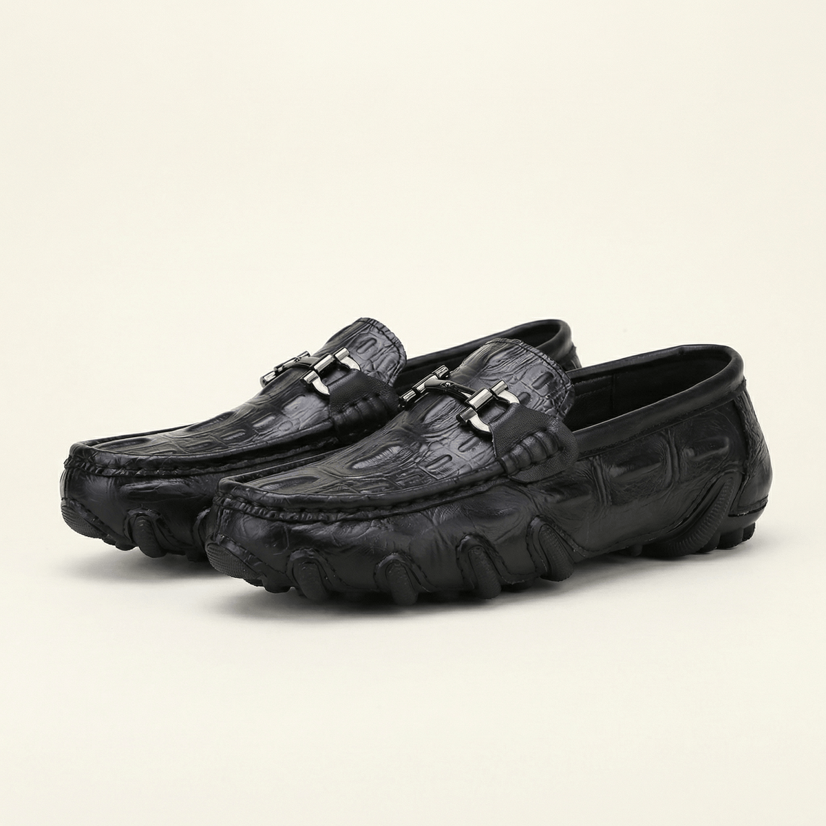 Embossed Leather Bit Driving Loafer