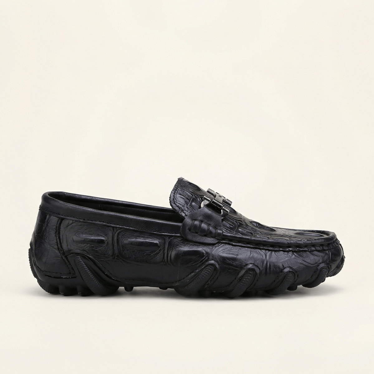 Embossed Leather Bit Driving Loafer
