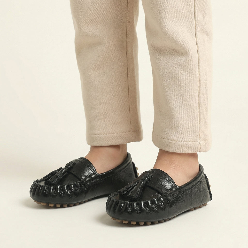 Kids' Tassel Loafer with Pebbled Sole