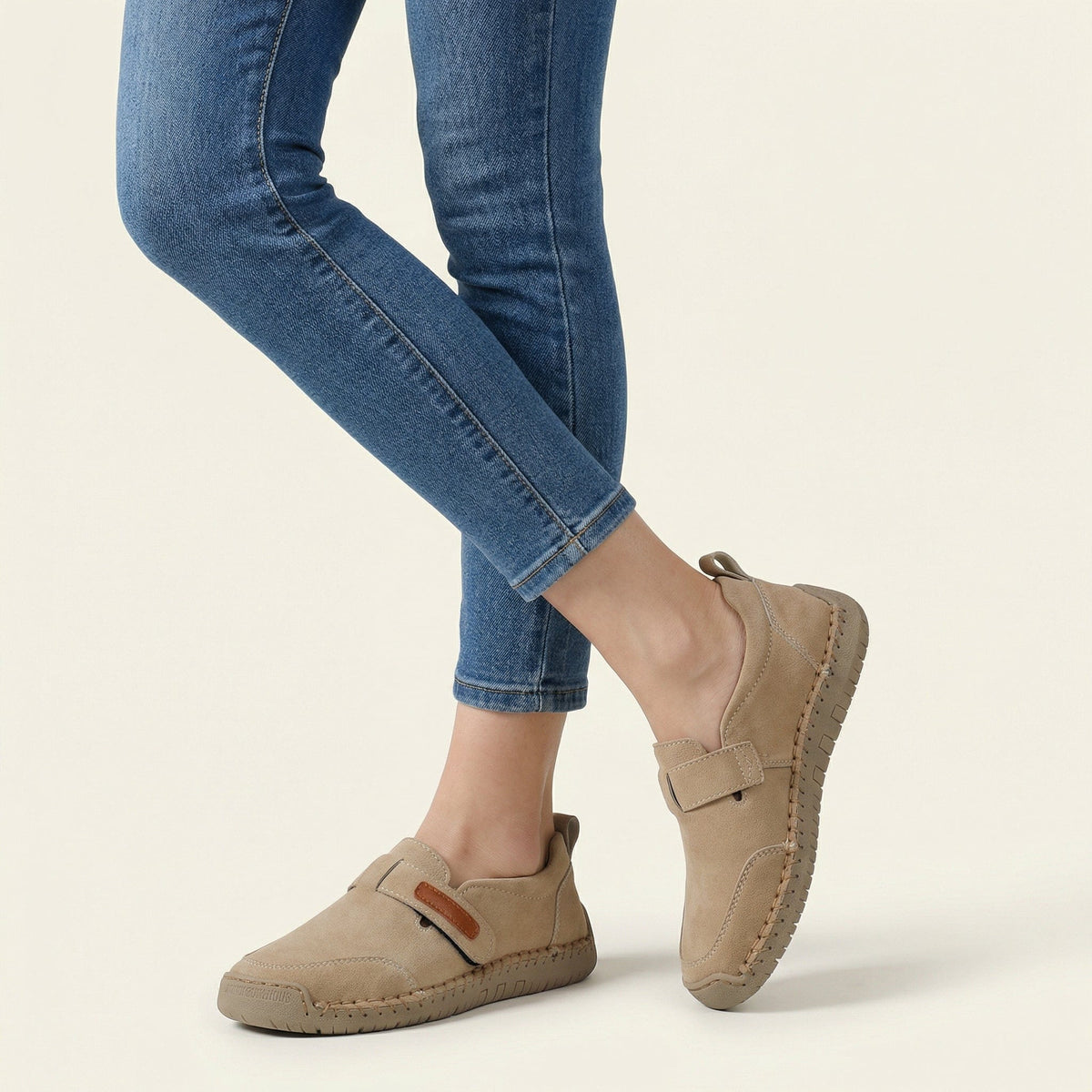 Women's Faux Suede Loafer with Contrast Stitching