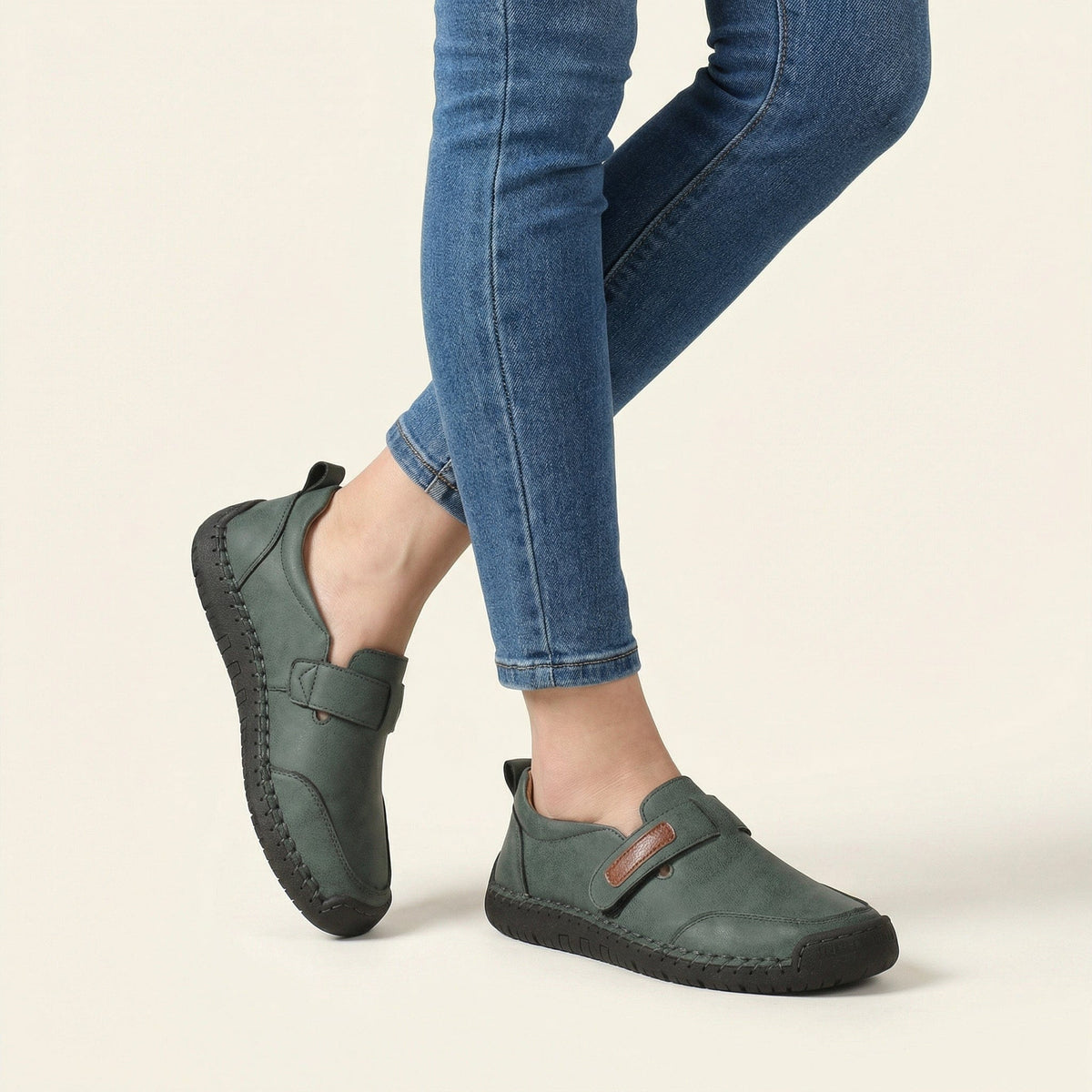 Women's Faux Suede Loafer with Contrast Stitching