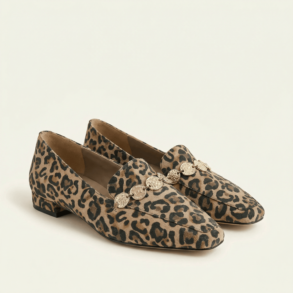 Women's Leopard Pointed-Toe Heeled Loafer