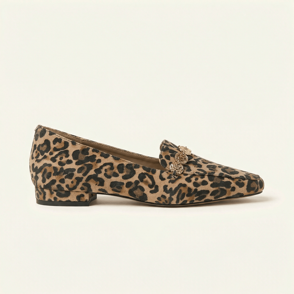 Women's Leopard Pointed-Toe Heeled Loafer