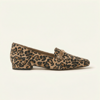 Women's Leopard Pointed-Toe Heeled Loafer