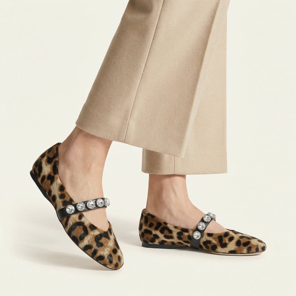 Women's Leopard Loafer with Jeweled Strap