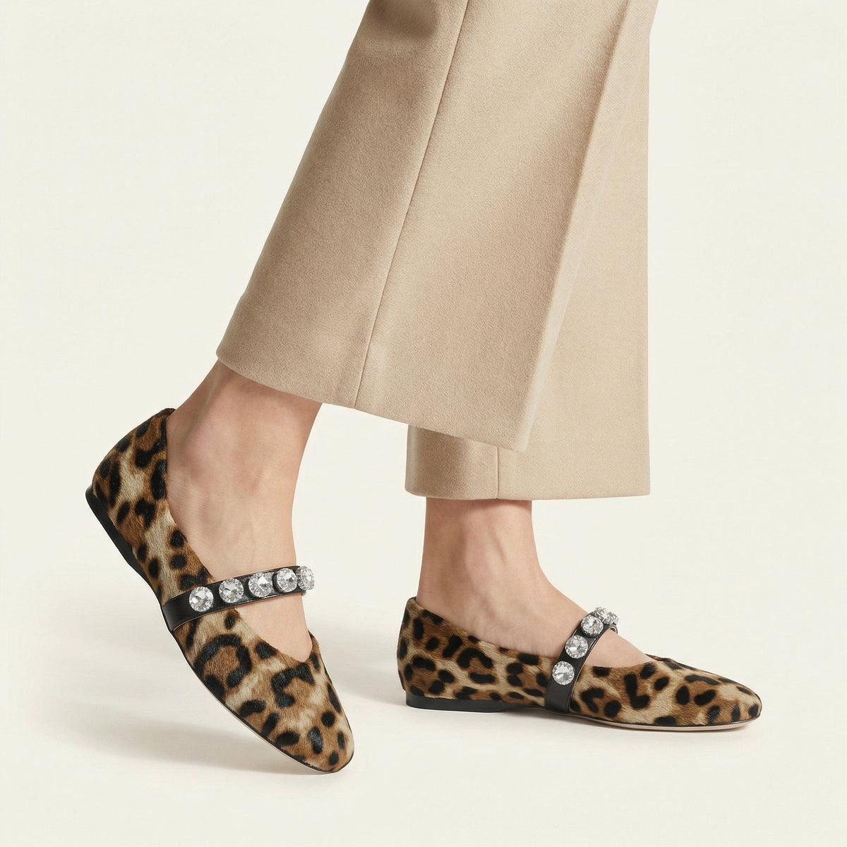 Women's Leopard Loafer with Jeweled Strap