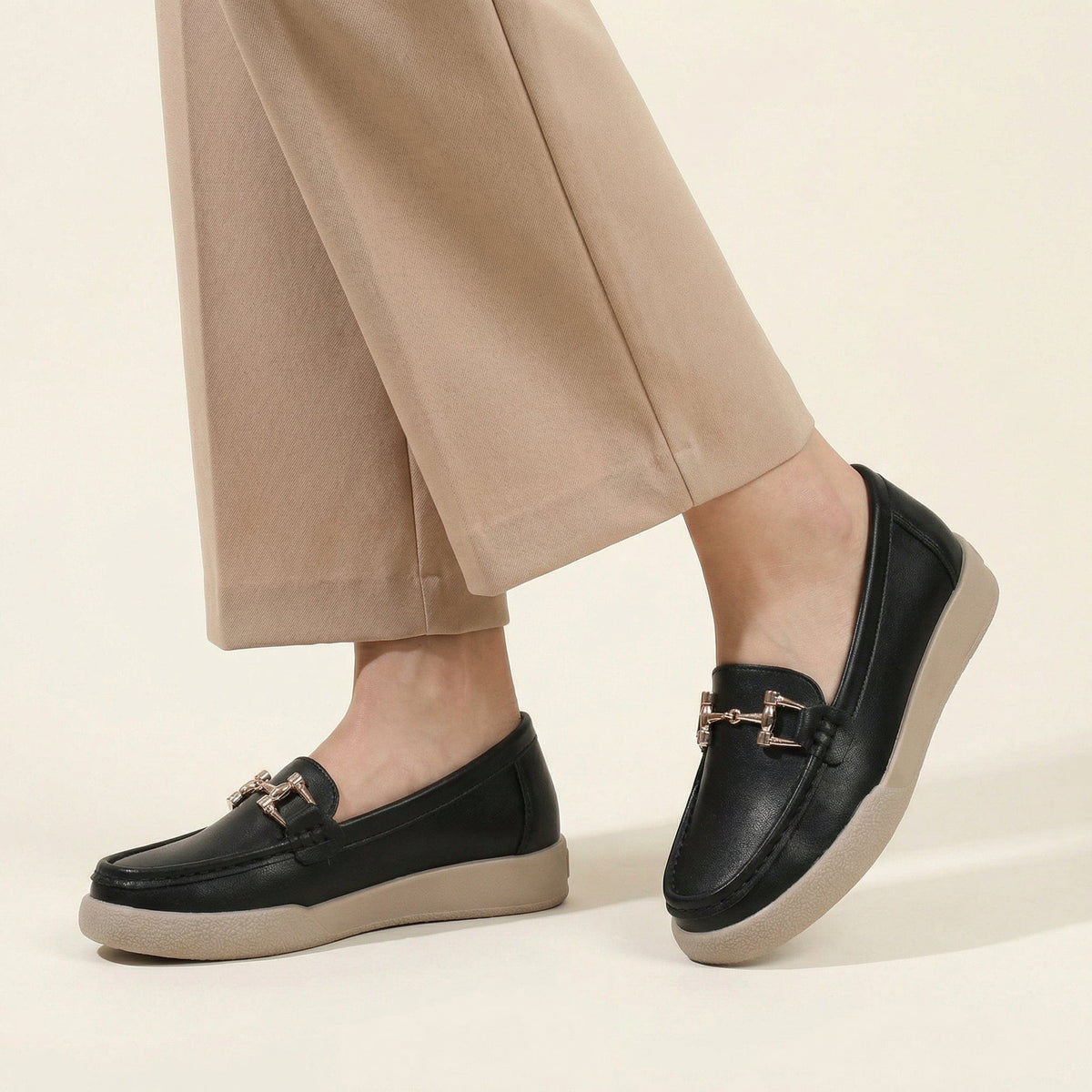 Women's Solid Leather Bit Loafer