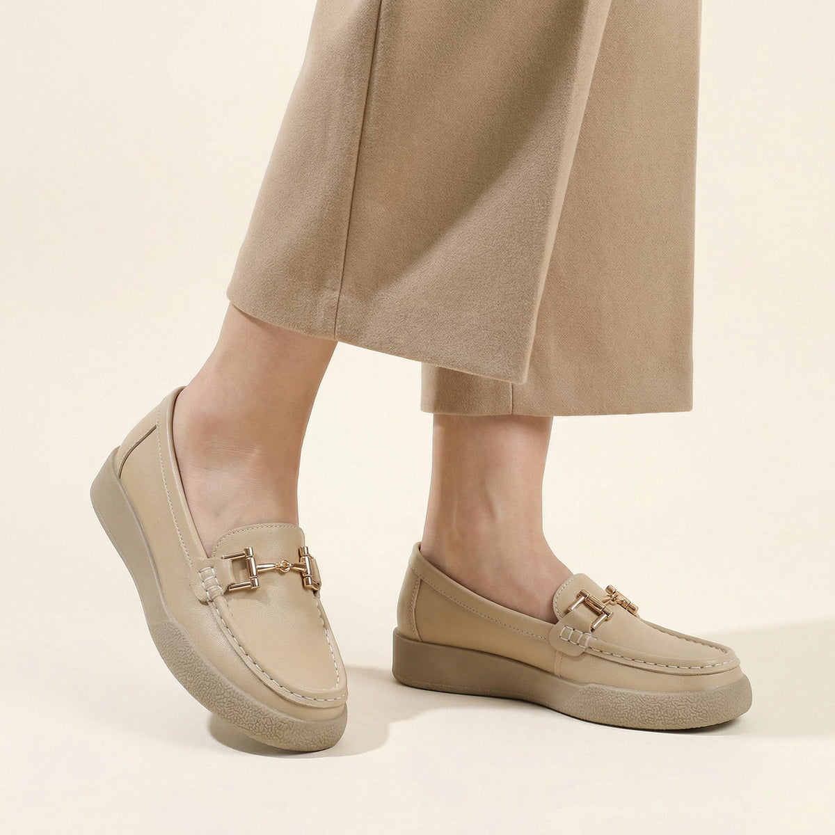 Women's Solid Leather Bit Loafer