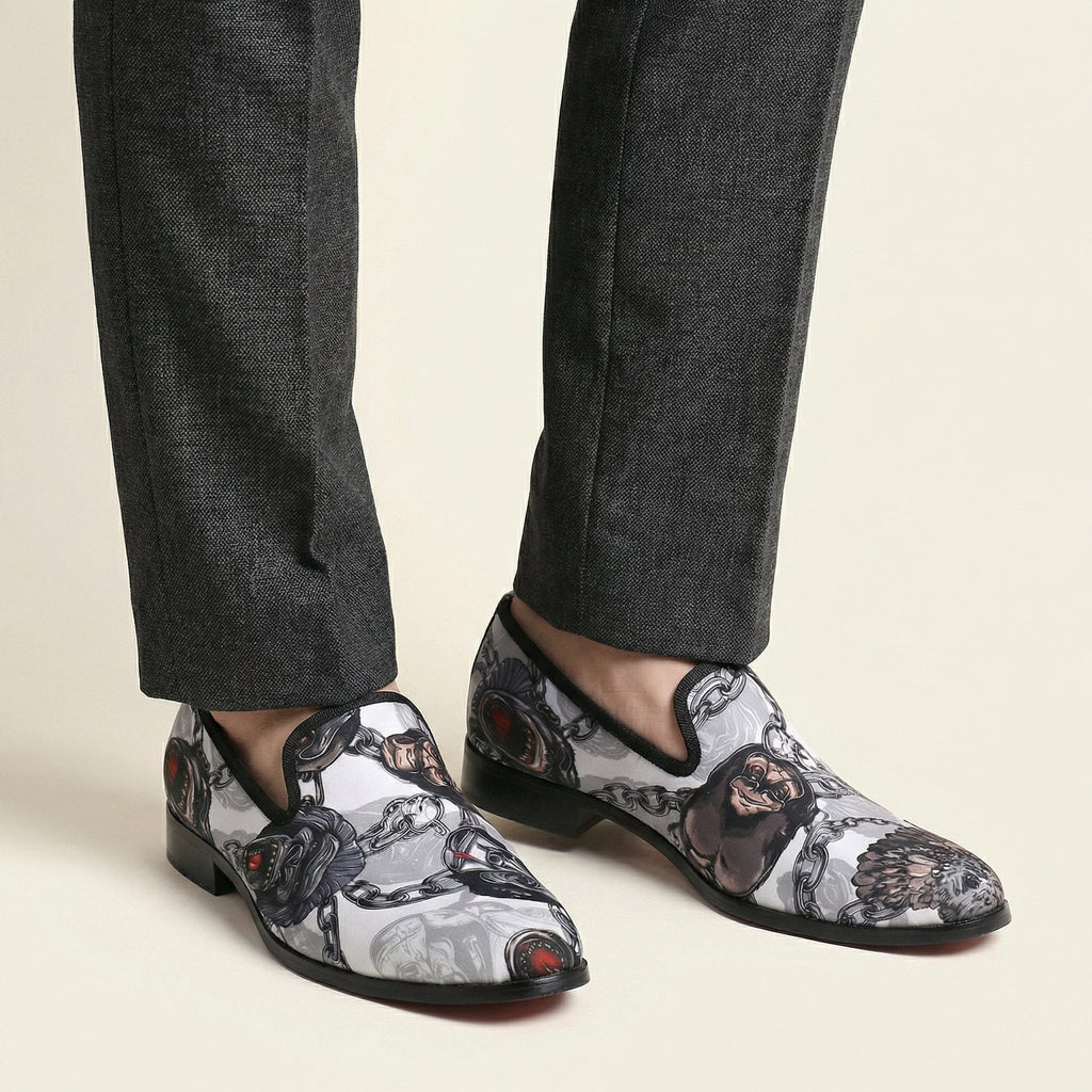 Gorilla Print Leather Dress Loafer