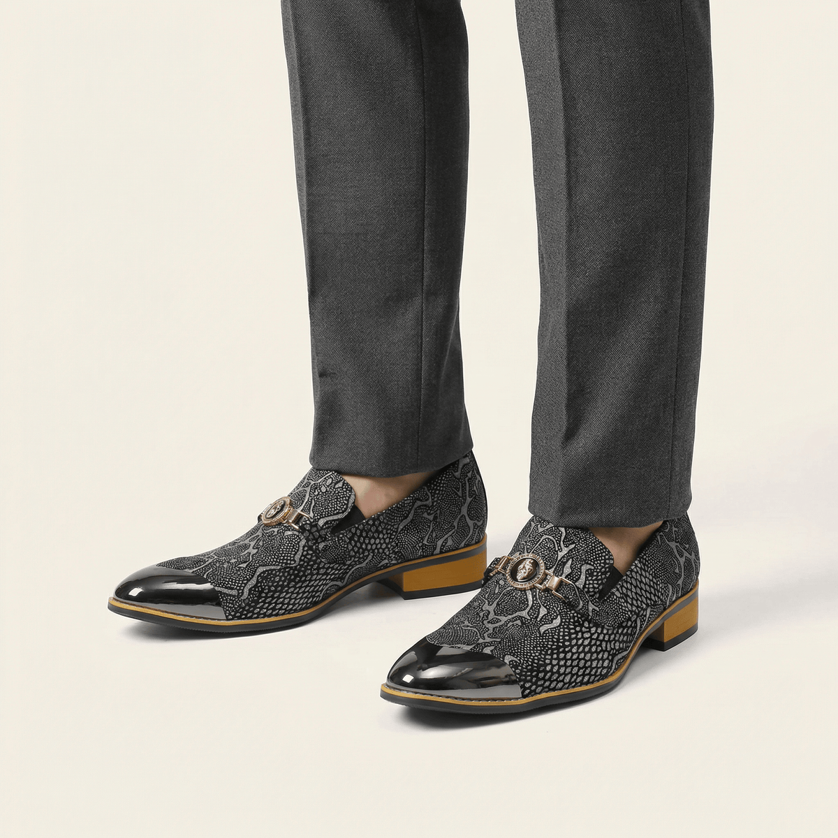 Reptile-Textured Leather Dress Loafer