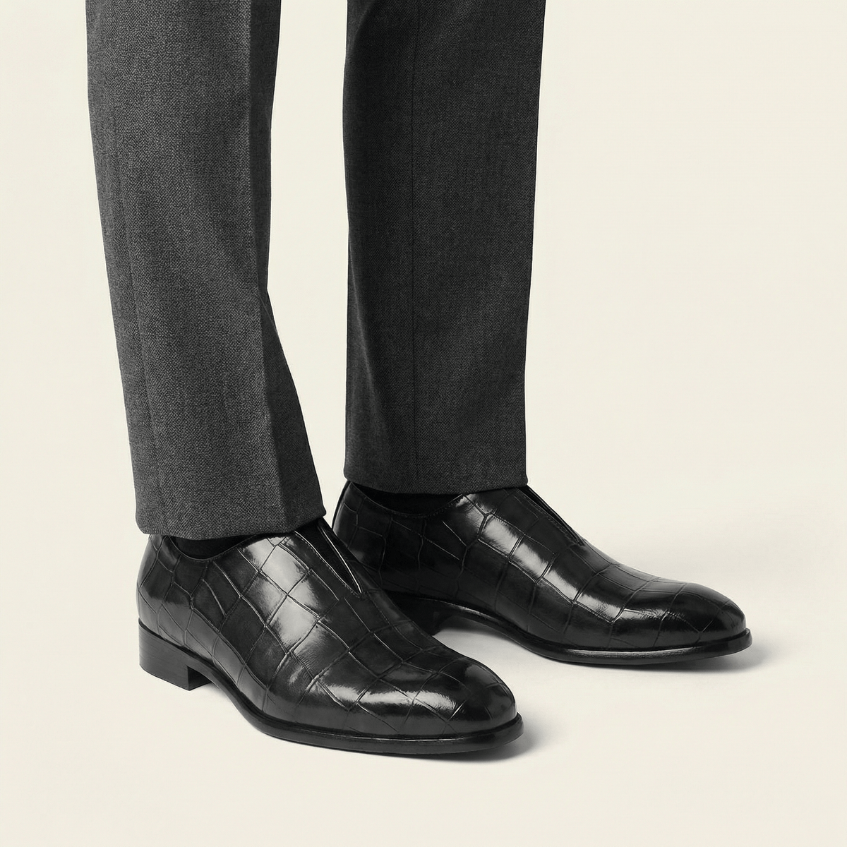 Crocodile-Effect Slip-On Dress Loafer