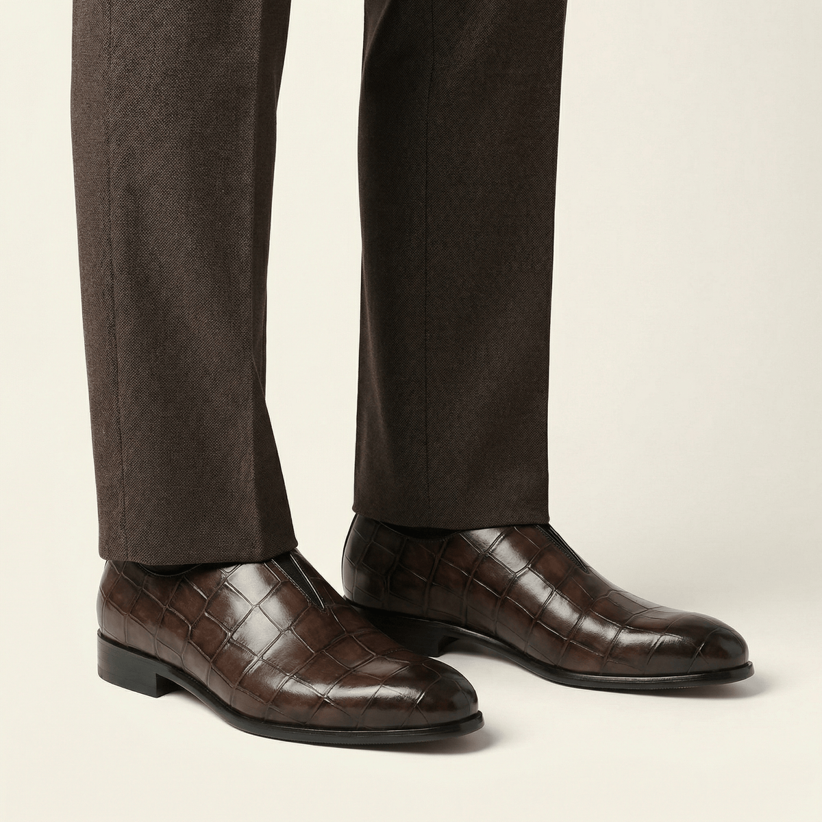 Crocodile-Effect Slip-On Dress Loafer