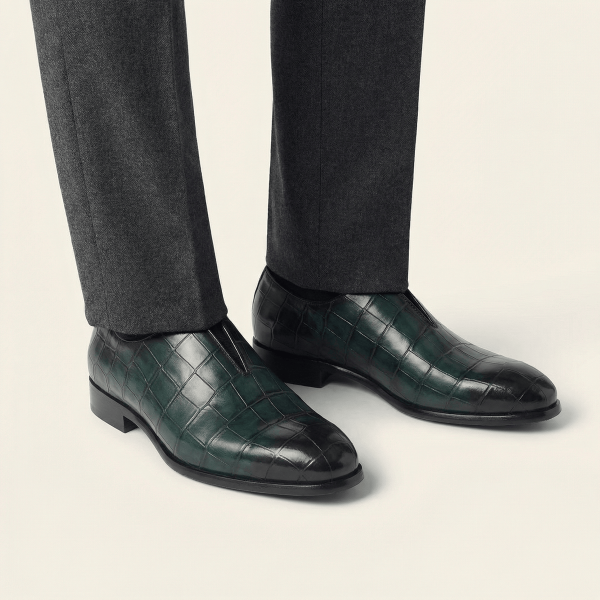 Crocodile-Effect Slip-On Dress Loafer