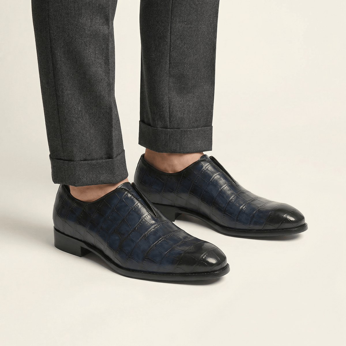 Crocodile-Effect Slip-On Dress Loafer