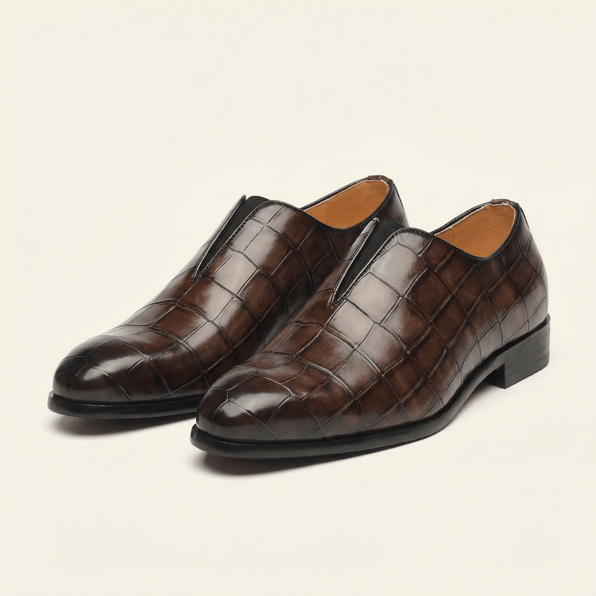 Crocodile-Effect Slip-On Dress Loafer