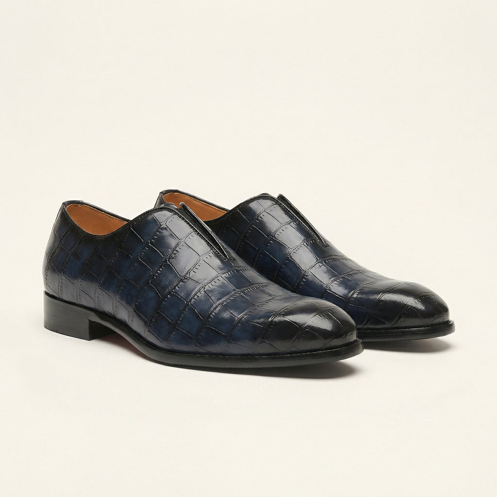 Crocodile-Effect Slip-On Dress Loafer