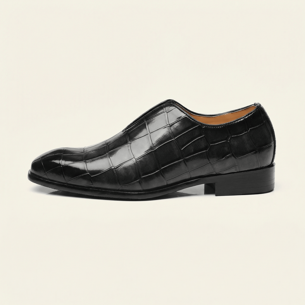 Crocodile-Effect Slip-On Dress Loafer
