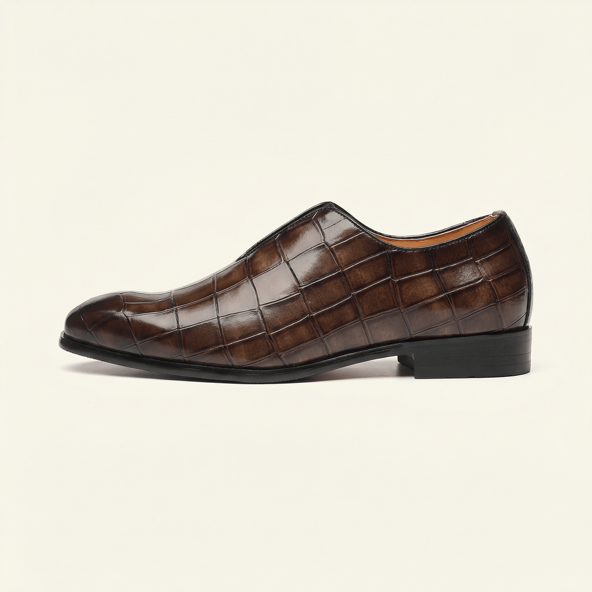 Crocodile-Effect Slip-On Dress Loafer
