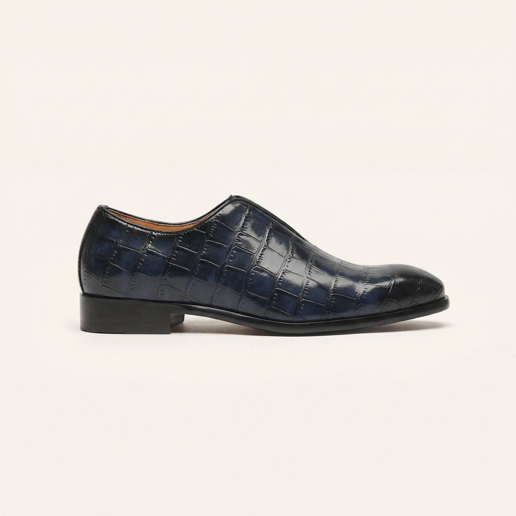 Crocodile-Effect Slip-On Dress Loafer