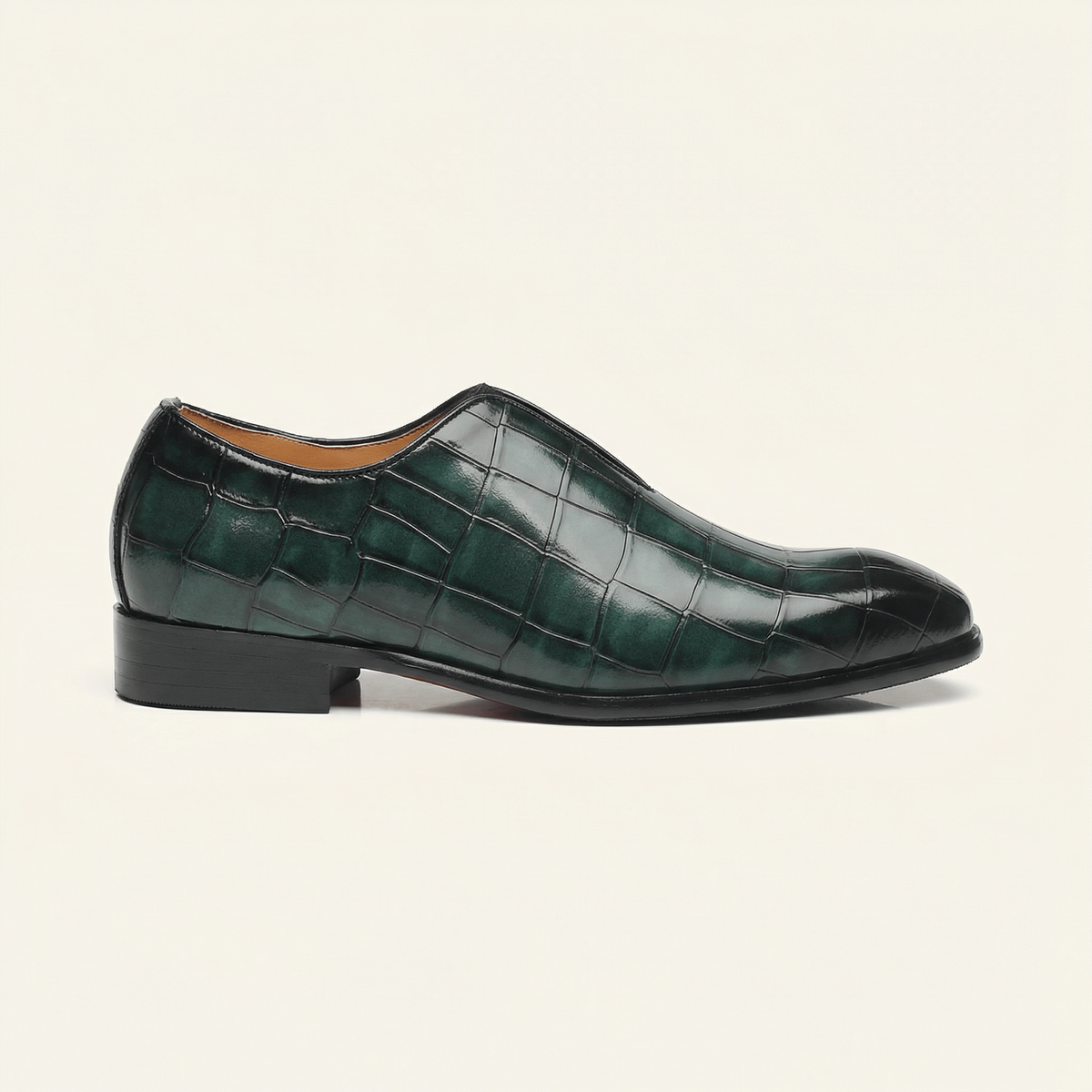 Crocodile-Effect Slip-On Dress Loafer