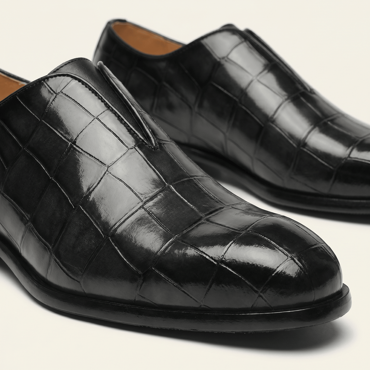 Crocodile-Effect Slip-On Dress Loafer