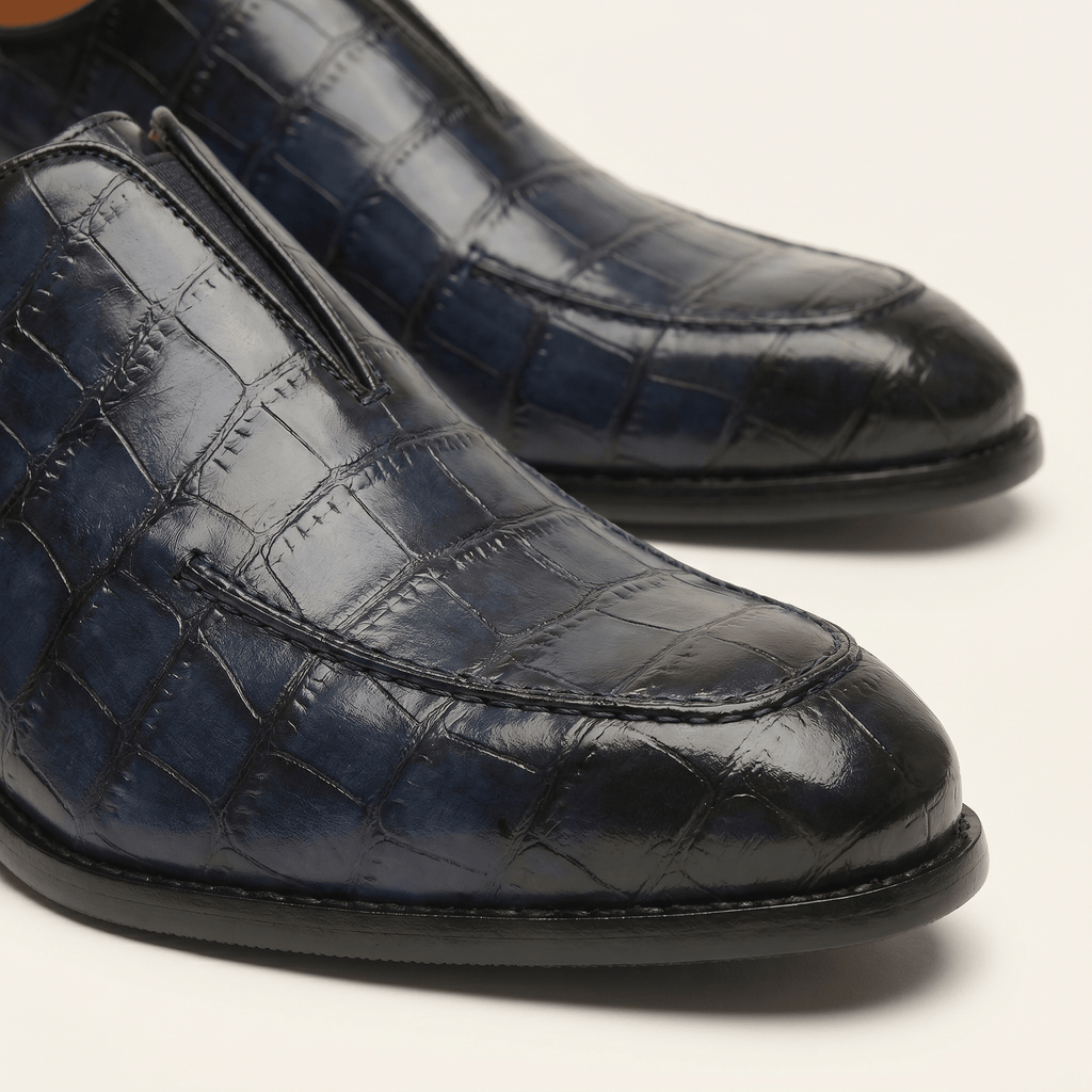 Crocodile-Effect Slip-On Dress Loafer