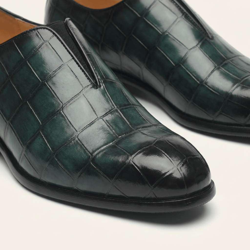 Crocodile-Effect Slip-On Dress Loafer