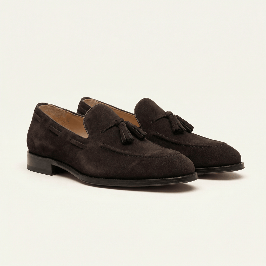 Men's Heeled Suede Tassel Loafer