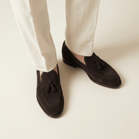 Men's Heeled Suede Tassel Loafer