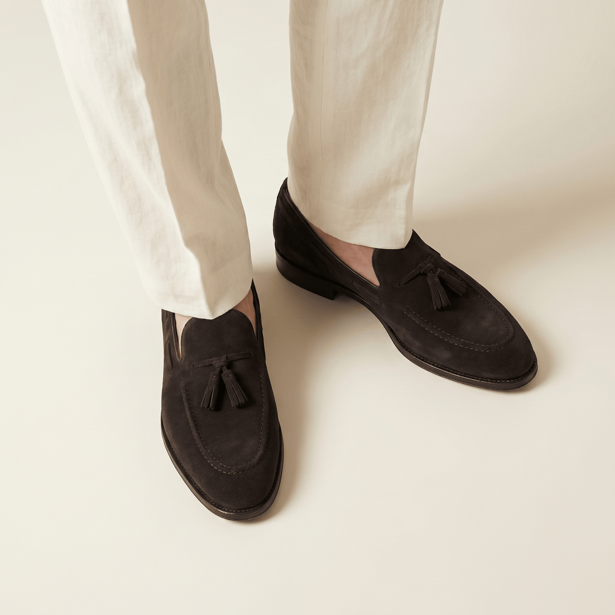 Men's Heeled Suede Tassel Loafer