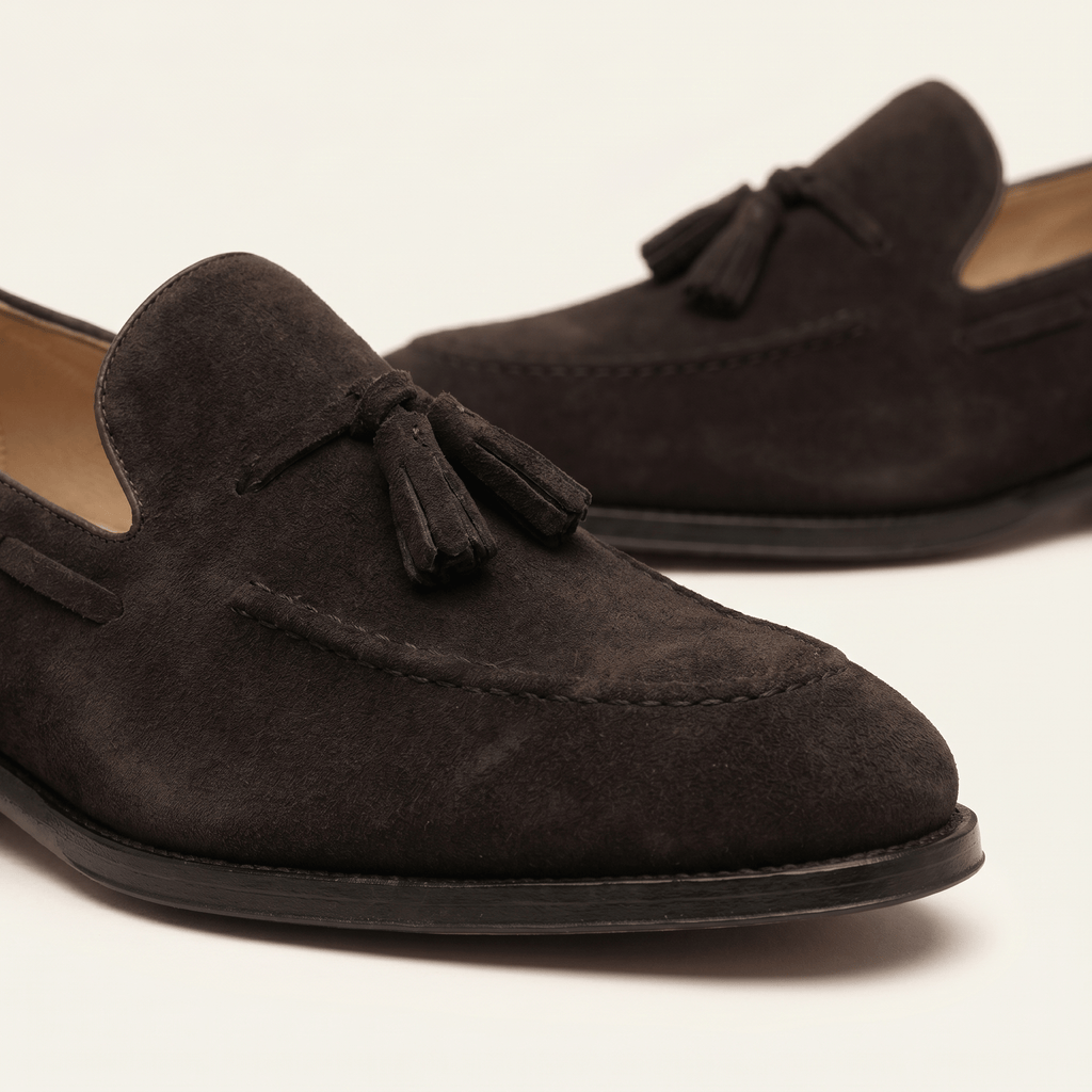 Men's Heeled Suede Tassel Loafer
