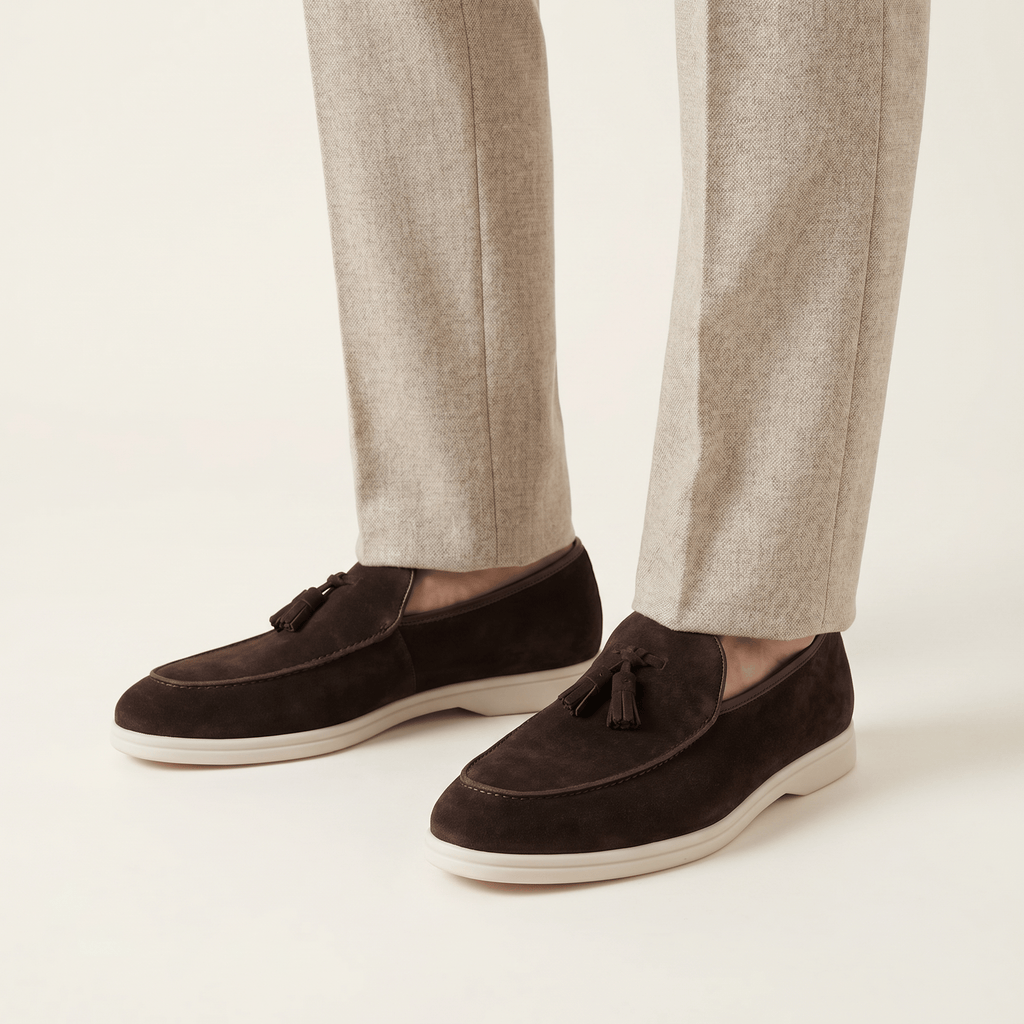Men's White-Sole Suede Tassel Loafer