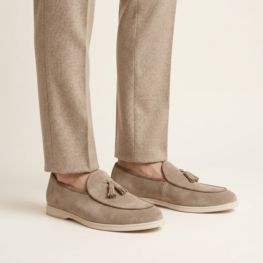 Men's White-Sole Suede Tassel Loafer