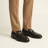Men's Croc-Effect Leather Bit Loafer