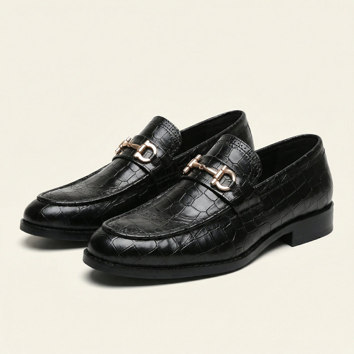 Men's Croc-Effect Leather Bit Loafer