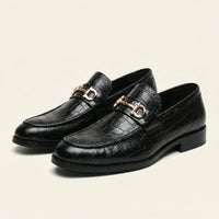 Men's Croc-Effect Leather Bit Loafer