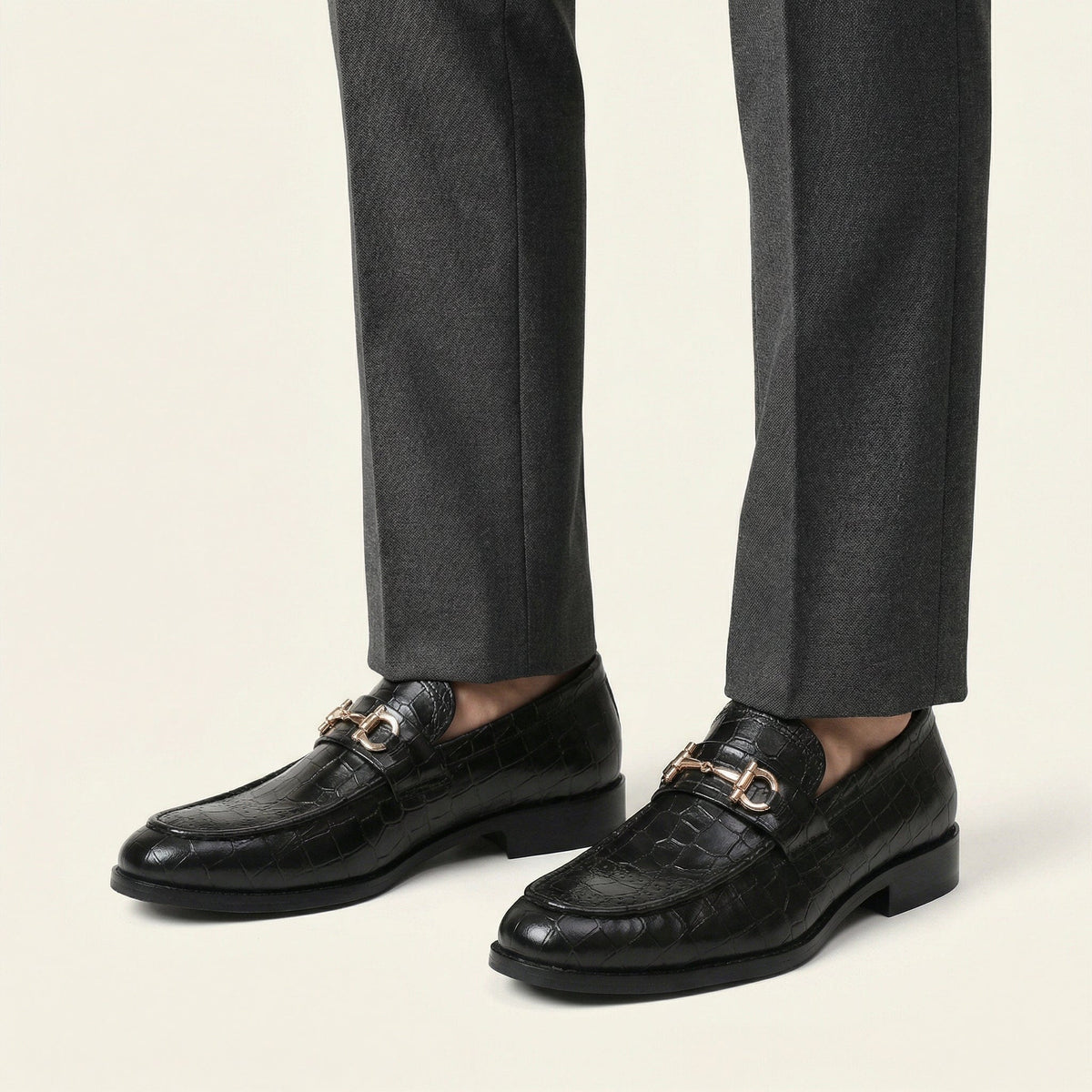 Men's Croc-Effect Leather Bit Loafer