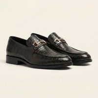 Men's Croc-Effect Leather Bit Loafer