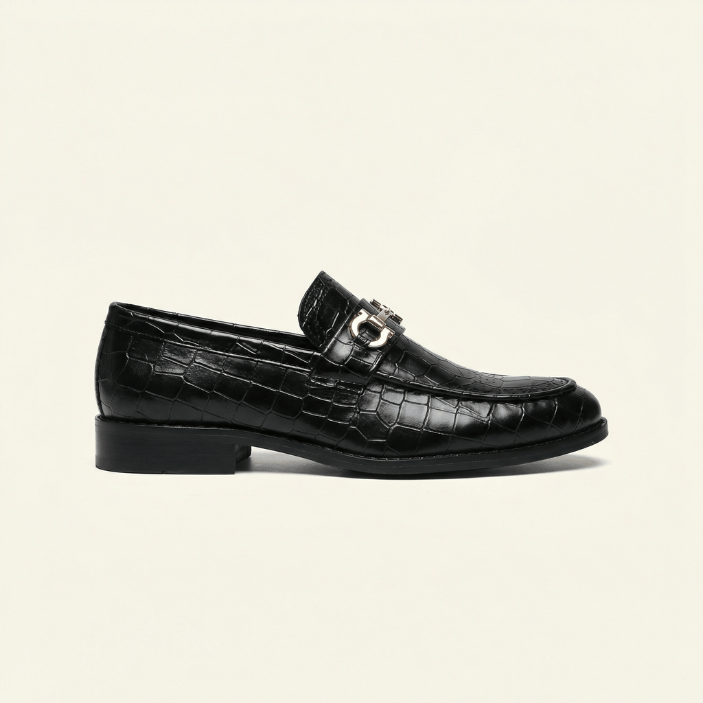 Men's Croc-Effect Leather Bit Loafer