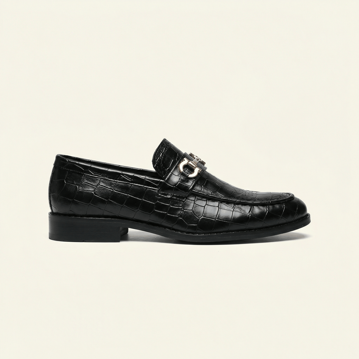 Men's Croc-Effect Leather Bit Loafer