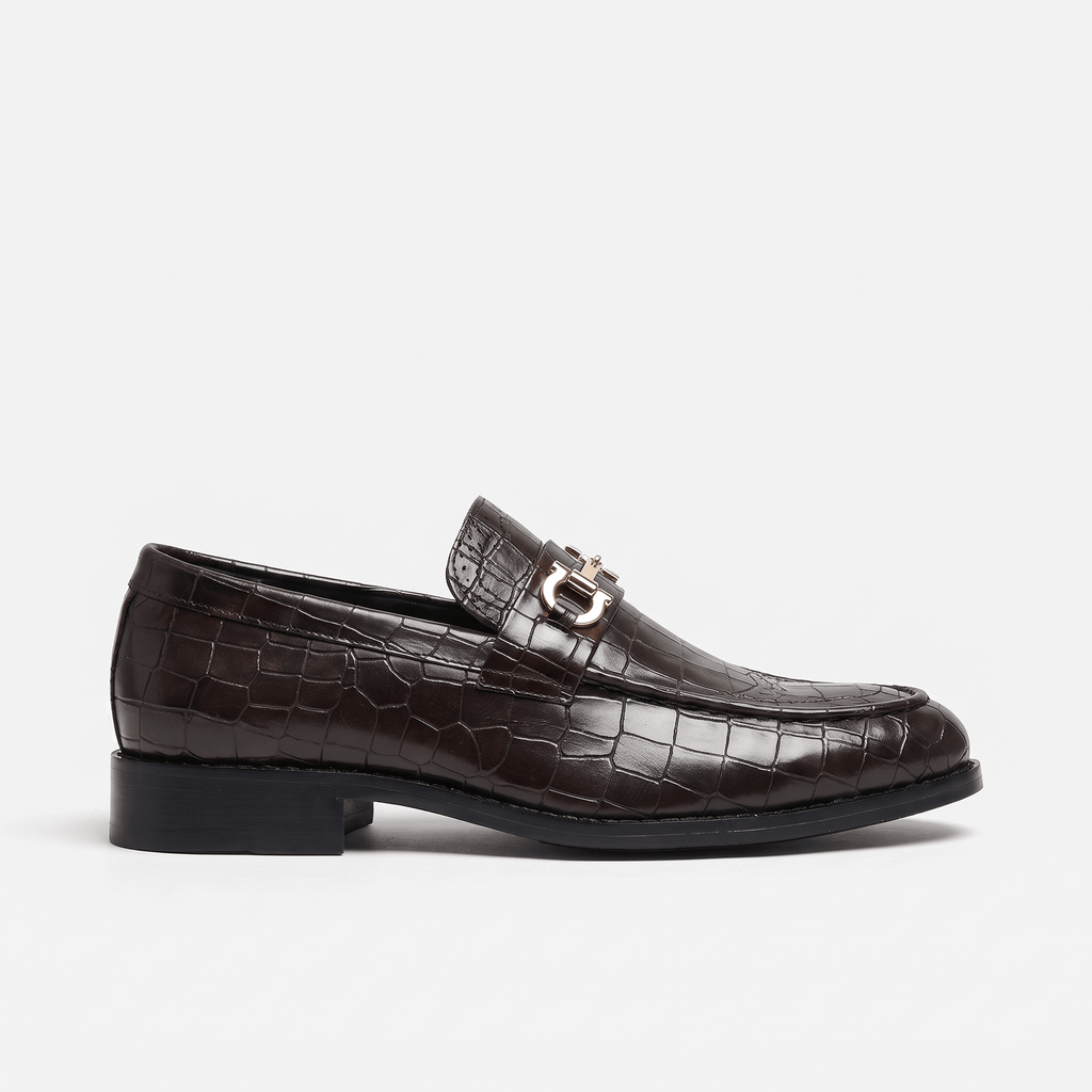Men's Croc-Effect Leather Bit Loafer