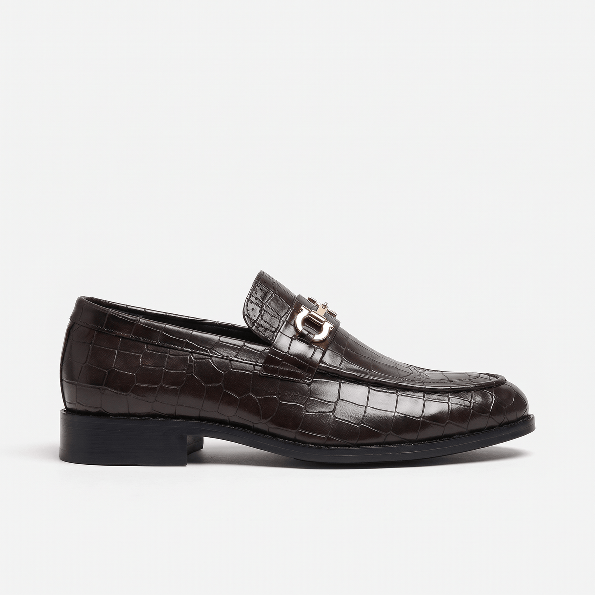 Men's Croc-Effect Leather Bit Loafer