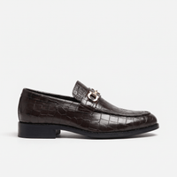 Men's Croc-Effect Leather Bit Loafer