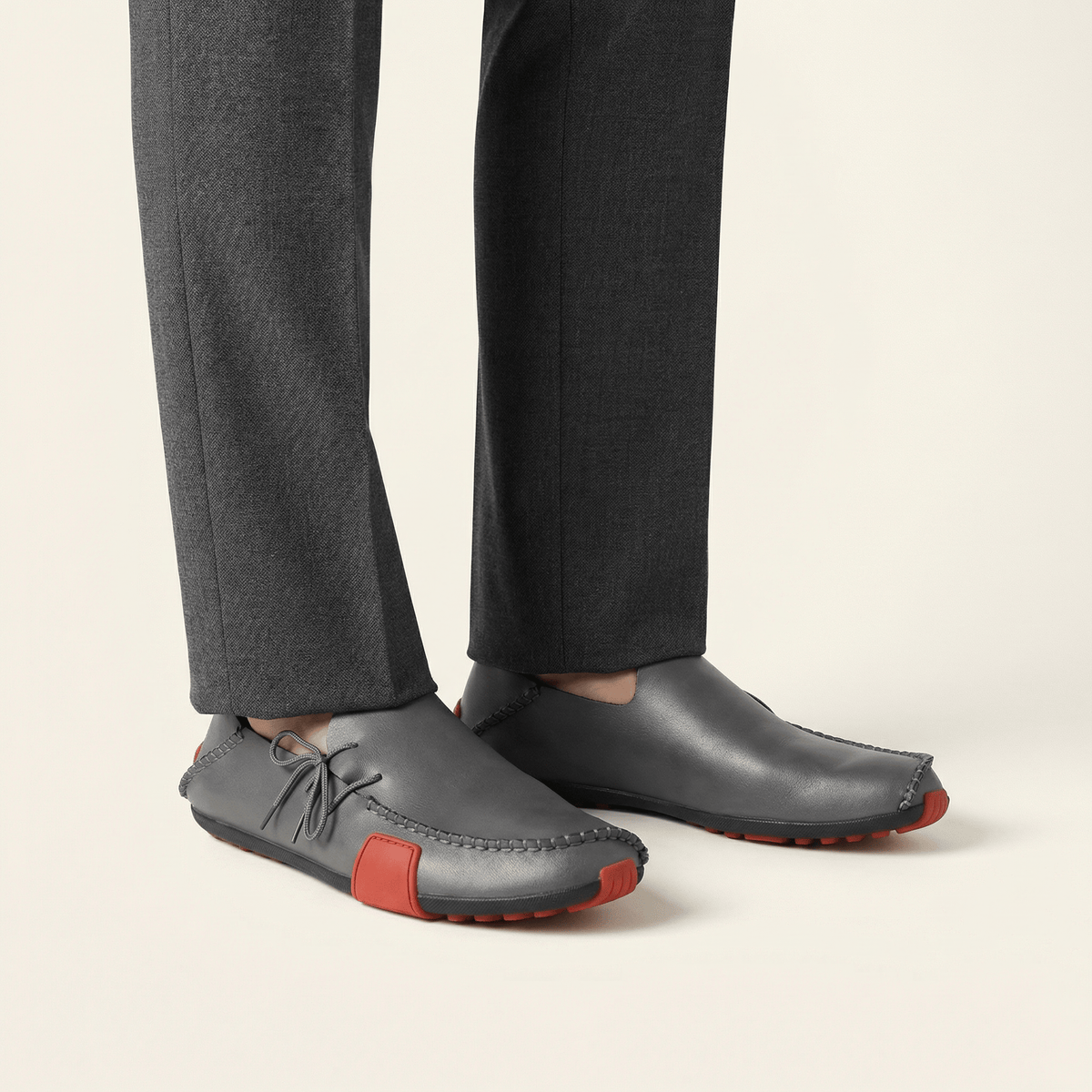 Men's Tricolor Leather Lace-Up Driving Loafer