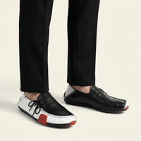 Men's Tricolor Leather Lace-Up Driving Loafer