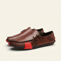 Men's Tricolor Leather Lace-Up Driving Loafer