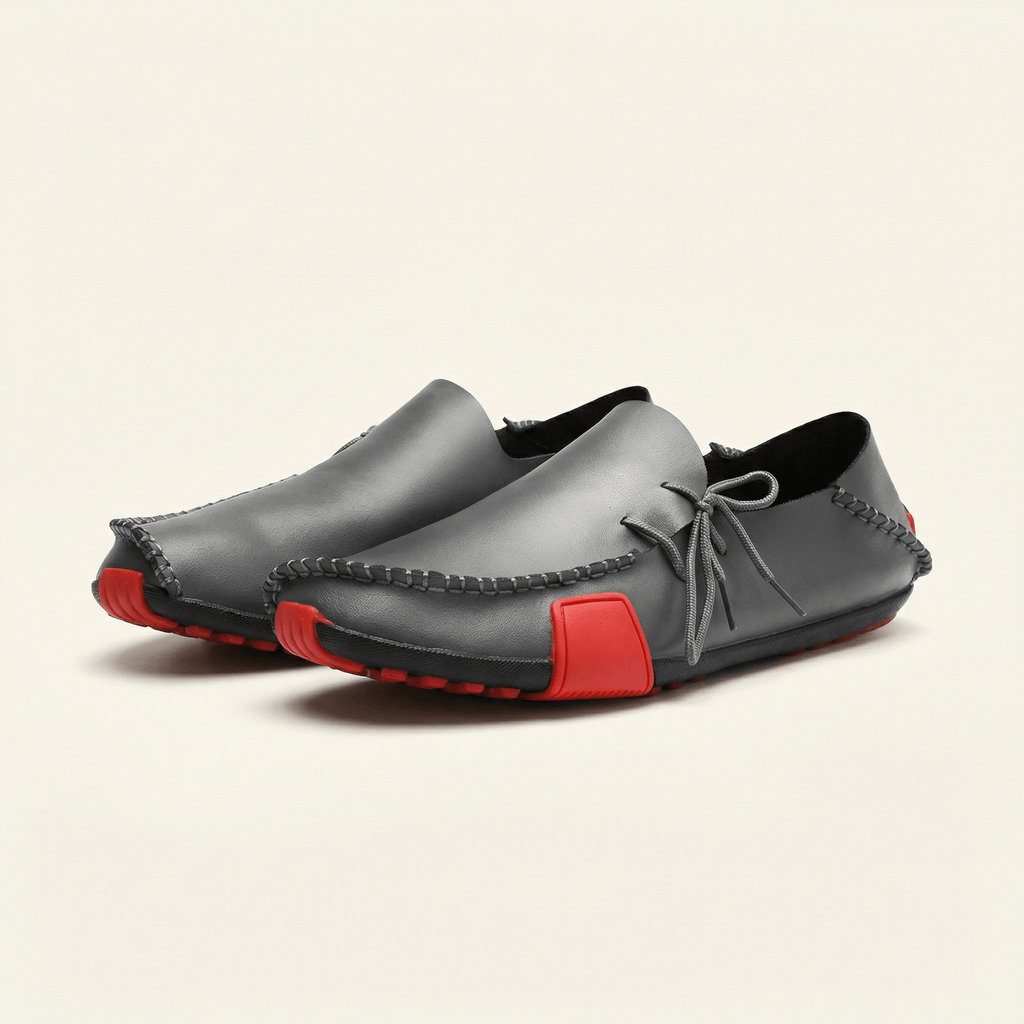 Men's Tricolor Leather Lace-Up Driving Loafer
